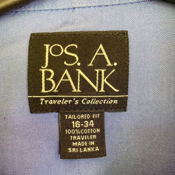 Jos. A Bank Traveler's Collection Button Down Blue Shirt, size 16-34 - Picture 4 of 9
